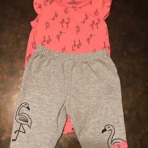2 piece pink flamingo set.